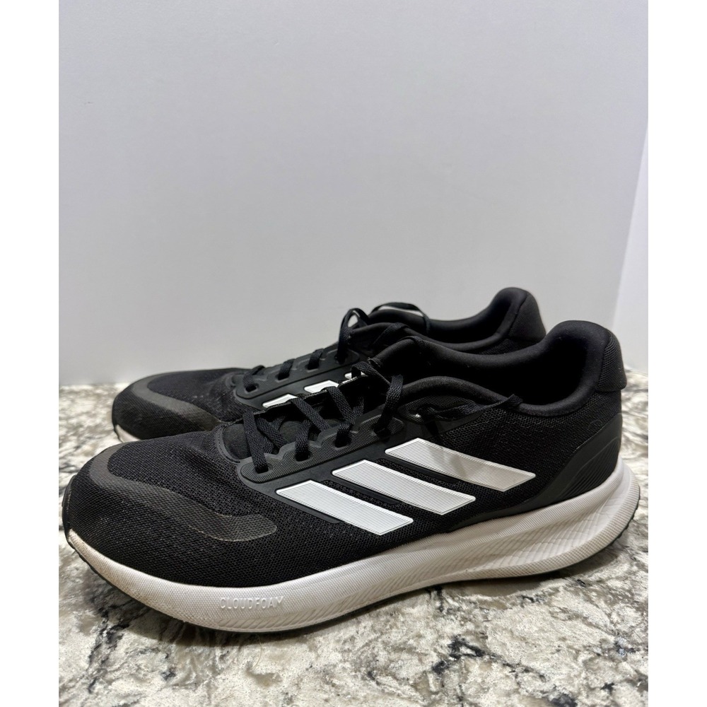 Adidas RUNFALCON 5 CLOUDFOAM Sz 11.5 Men's Running Sneakers Shoes Black White